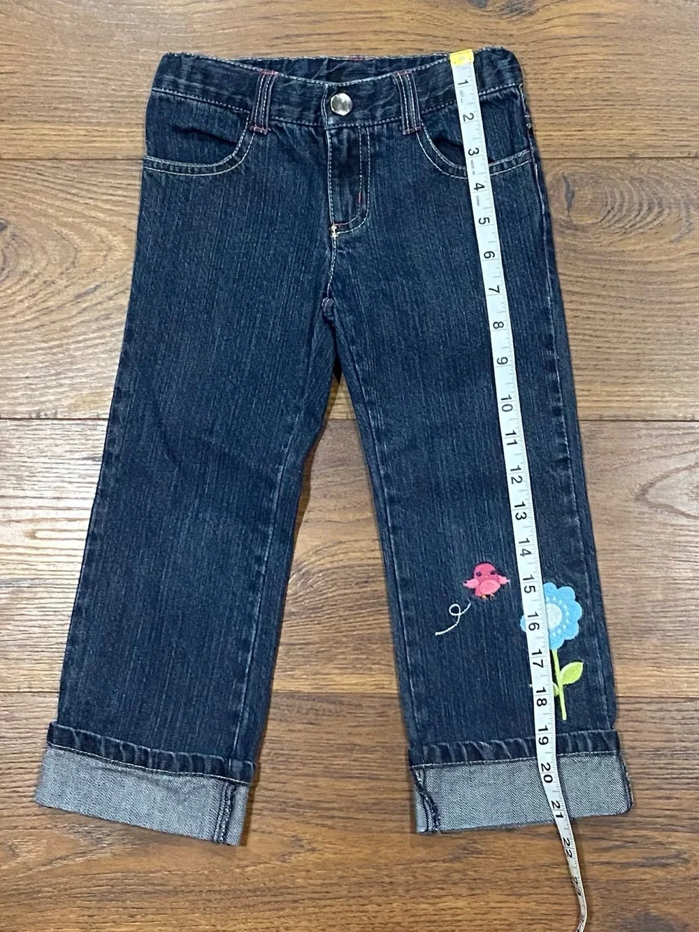 Gymboree Girls ‘Smart and Sweet’ Embroidered Cuff Jeans Size 3T
